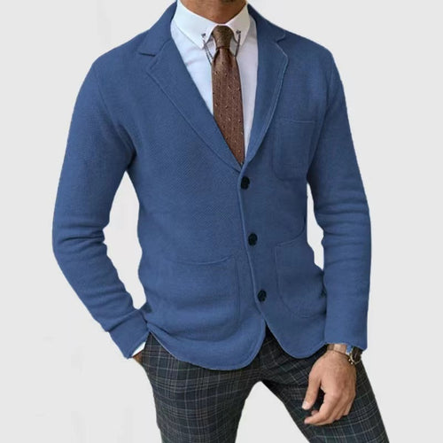 Herren Strickblazer mit Knopfleiste und praktischen Taschen EB