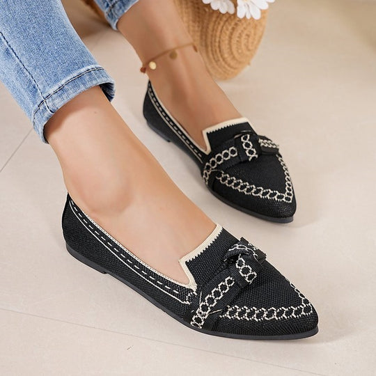 Damen elegante Slipper mit dekorativer Kettenapplikation EB