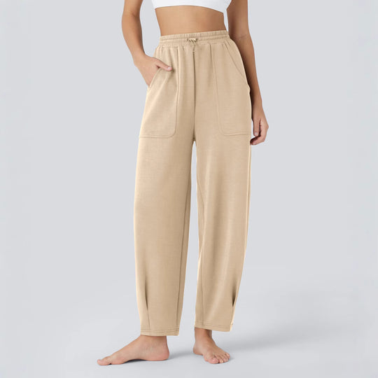 Damen weite Freizeithose mit elastischem Bund und praktischen Taschen EB