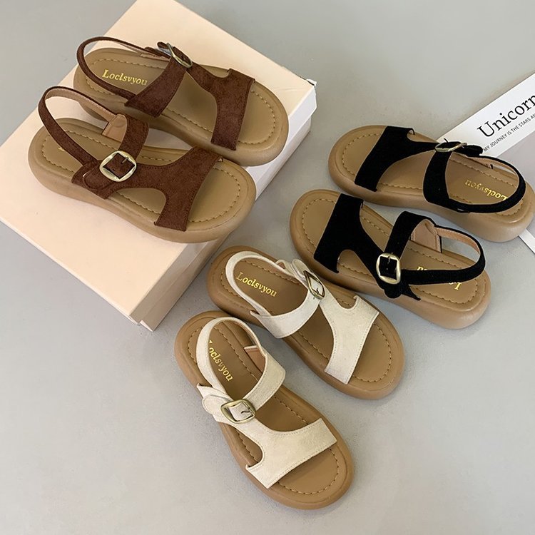 Damen komfortable Plateau-Sandaletten mit verstellbarem Riemen EB