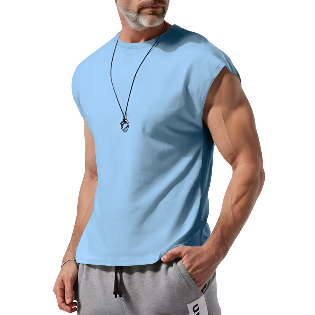 Herren schickes ärmelloses T-Shirt aus atmungsaktivem Baumwollmix EB