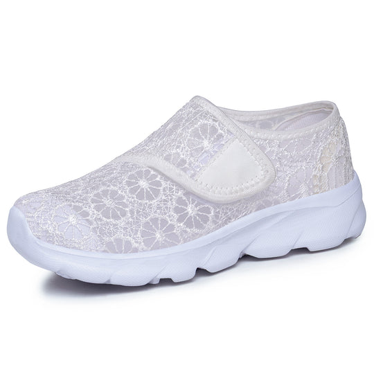 Damen Elegante und dekorative Slip-On Schuhe mit zusätzlichem Klettverschluss EB