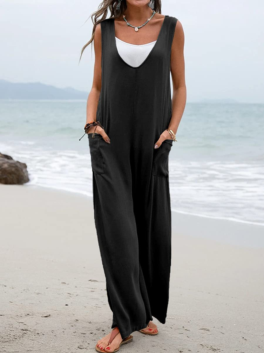 Damen Bequemer Sommeroverall mit weitem Schnitt und praktischen Taschen EB