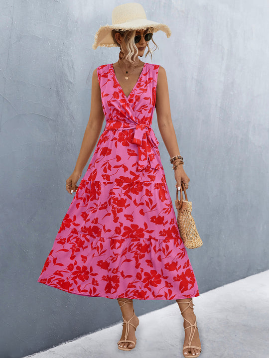 Damen Wickelkleid mit floralem Muster und eleganter Raffung EB