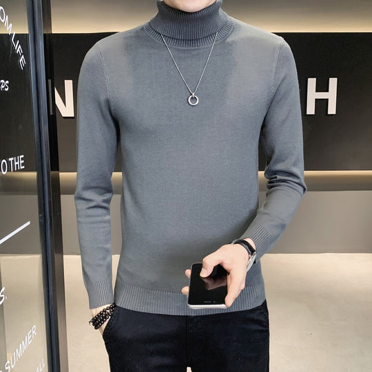Herren Pullover mit hohem Kragen aus weicher Strickware EB