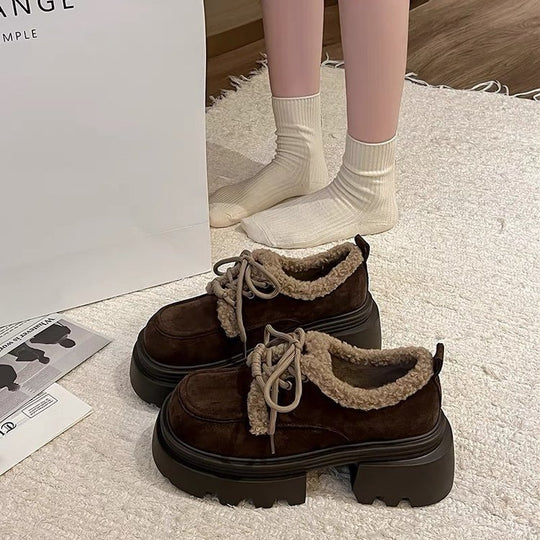 Damen Komfortable Sneakers mit flauschiger Kragen EB