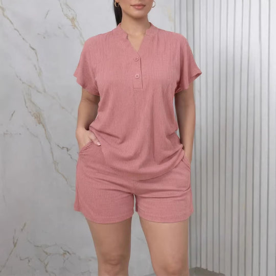 Damen Freizeit-Jumpsuit mit Knopfleiste und seitlichen Taschen EB