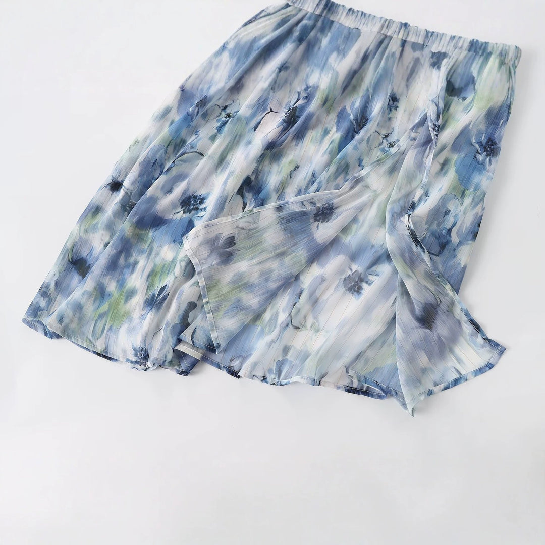 Damen Maxikleid mit elegantem, floralem Design und raffiniertem Rückenausschnitt EB