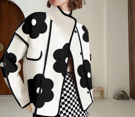 Damen modische Übergangsjacke mit floralem Muster EB