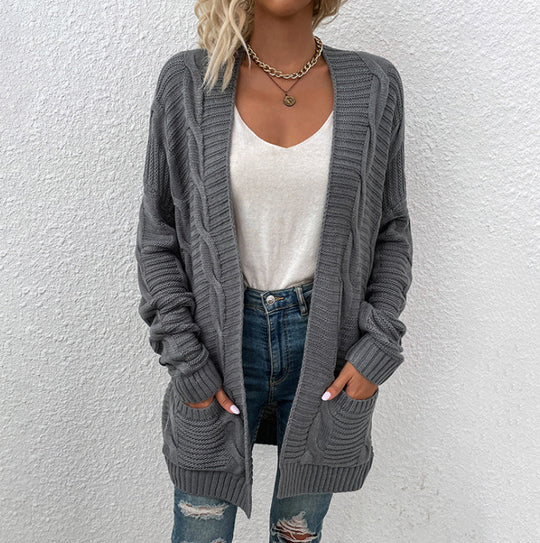 Damen Grober Strickcardigan mit offenem Schnitt und praktischen Taschen EB