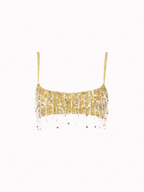 Damen Glitzerndes Crop-Top und Minirock-Set mit Fransen EB