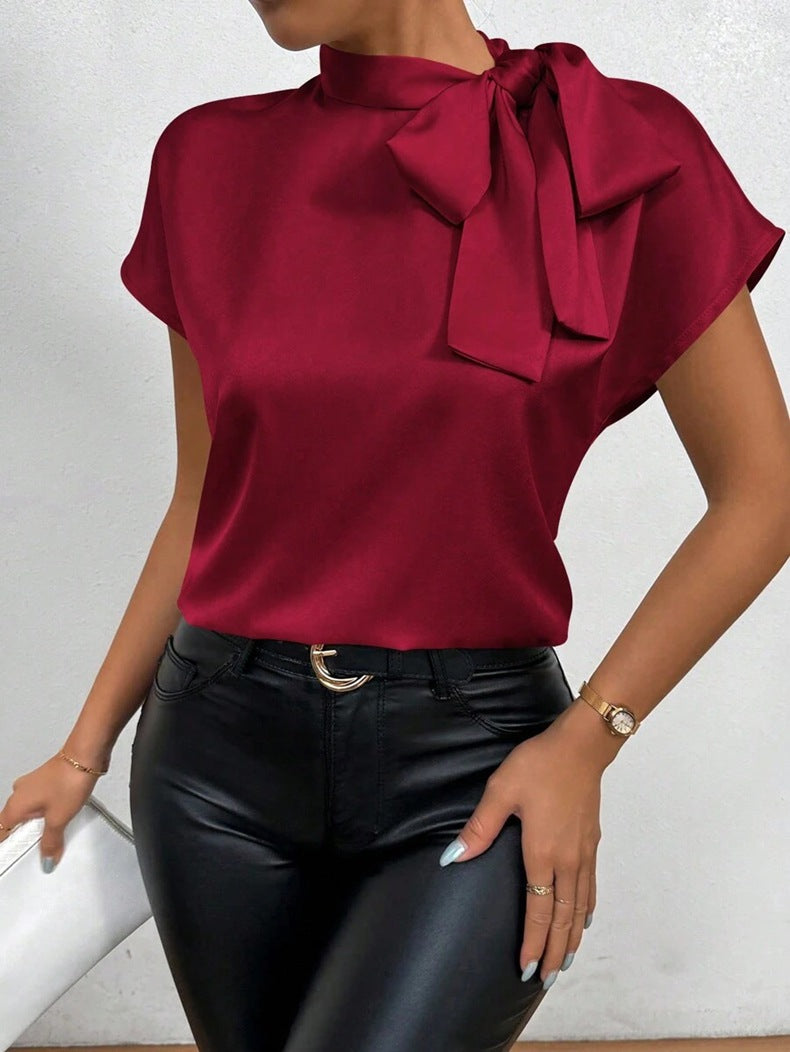 Damen Satin-Top mit eleganter Schleife EB
