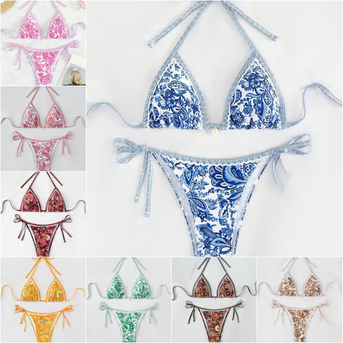 Damen Triangel-Bikini mit aufwendigem Floral-Design EB