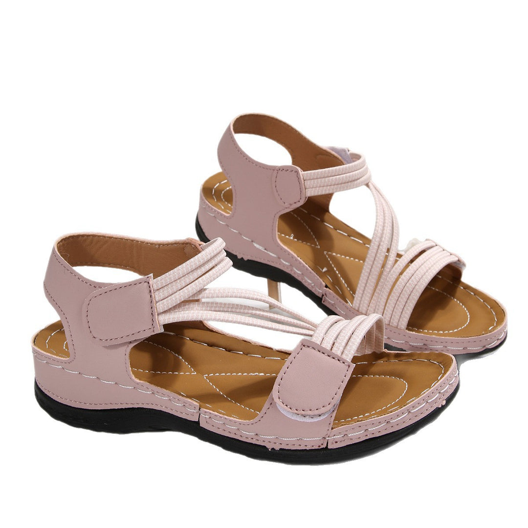 Damen Sandalen mit elastischen Riemen und komfortablem Fußbett EB