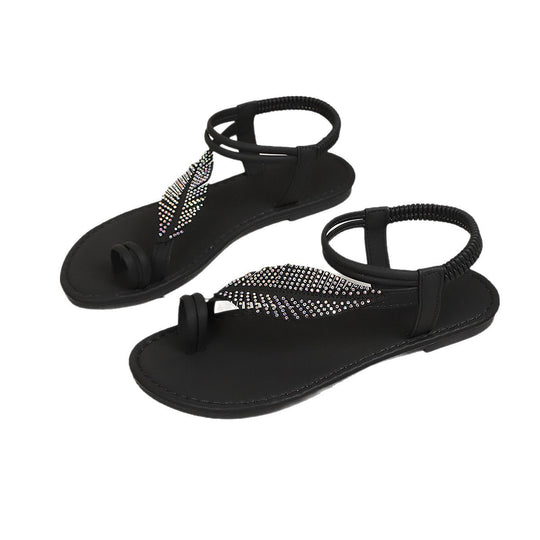 Damen Glamouröse Zehentrenner-Sandalen mit funkelndem Strass EB