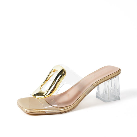 Damen transparente Fersen Sandalen mit elegantem Schnallen-Detail EB