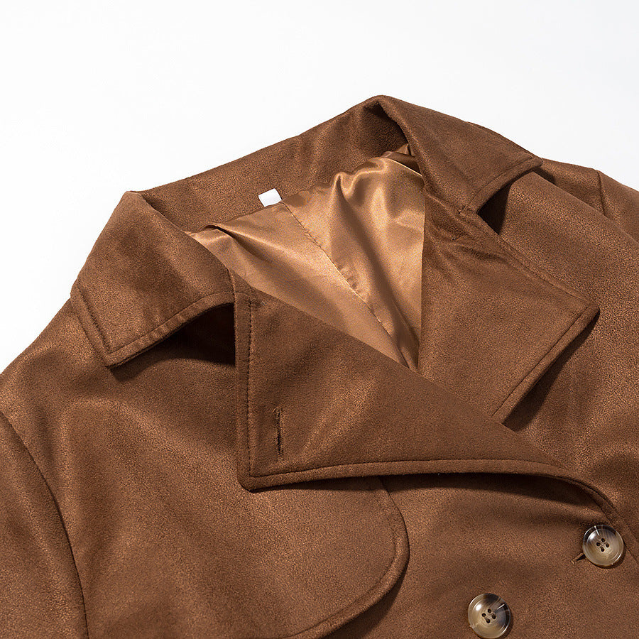 Damen eleganter Trenchcoat mit doppelter Knopfleiste und Gürtel EB
