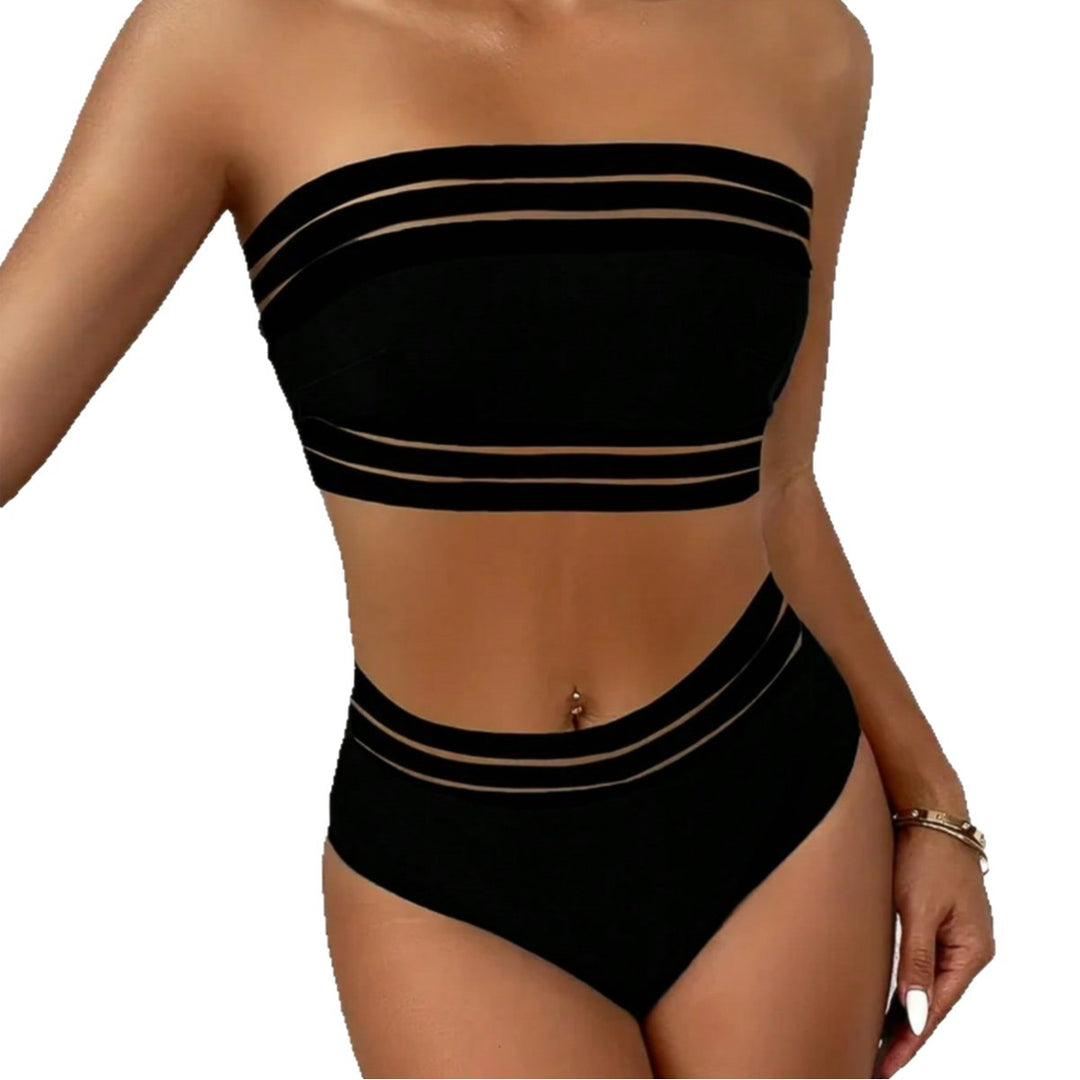 Damen Bandeau-Bikini mit transparenten Akzenten EB