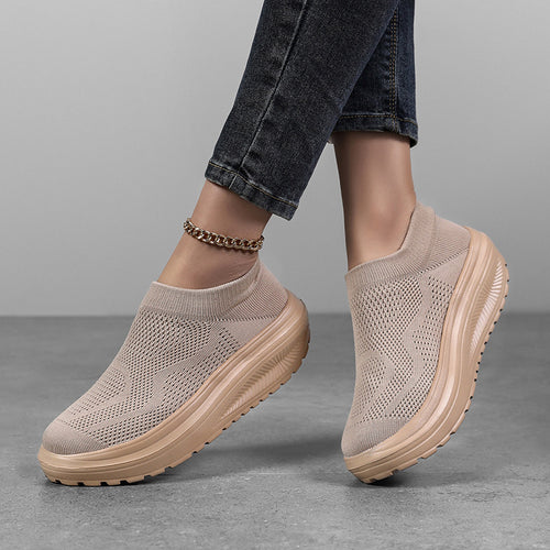 Damen Komfortable Slip-On Sportsneaker mit atmungsaktivem Obermaterial EB