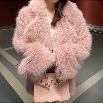 Damen Flauschige Kunstpelzjacke mit weiter Silhouette EB