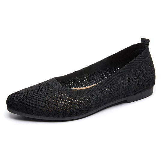 Damen Bequeme Strick-Ballerinas mit luftdurchlässigem Obermaterial EB