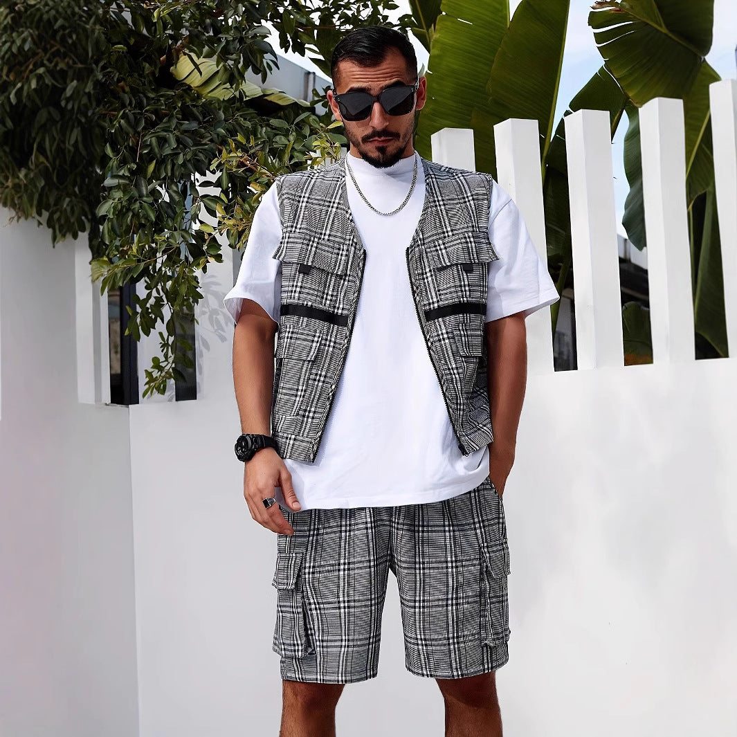 Herren stylischer Utility-Weste mit mehreren Taschen EB