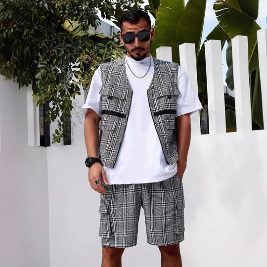 Herren stylischer Utility-Weste mit mehreren Taschen EB