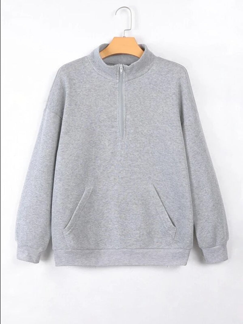 Damen bequemer Stehkragen Pullover EB