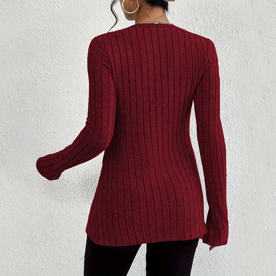 Damen gerippter V-Ausschnitt-Cardigan mit Knopfleiste taillierter Longline-Silhouette Eichborn Berlin