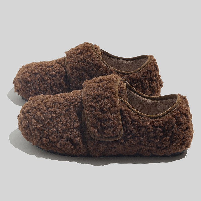 Damen Hausschuhe mit weichem Fleece-Futter und verstellbarem Klettverschluss EB