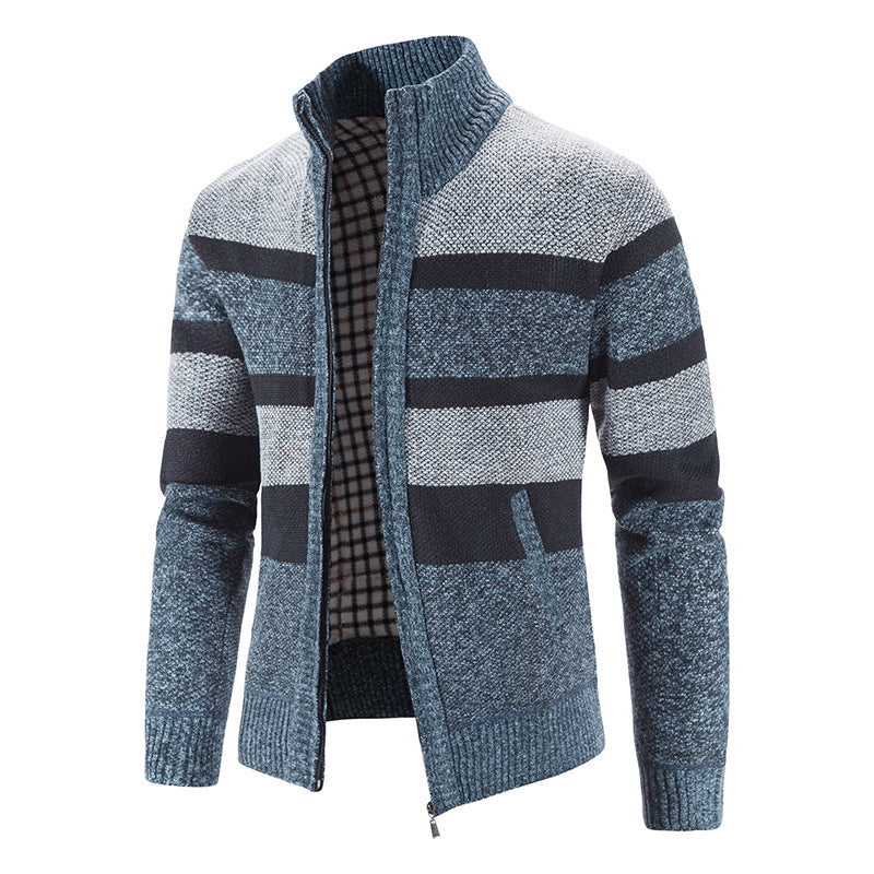 Herren modische Strickjacke mit Stehkragen und Reißverschluss EB