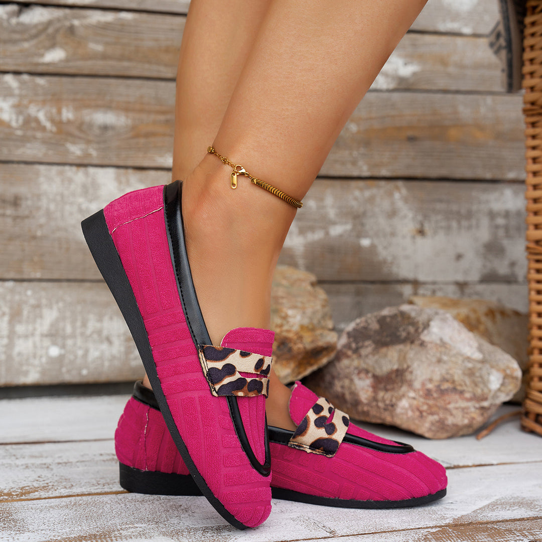 Damen Komfortable Loafers mit modernem Leopardenband EB