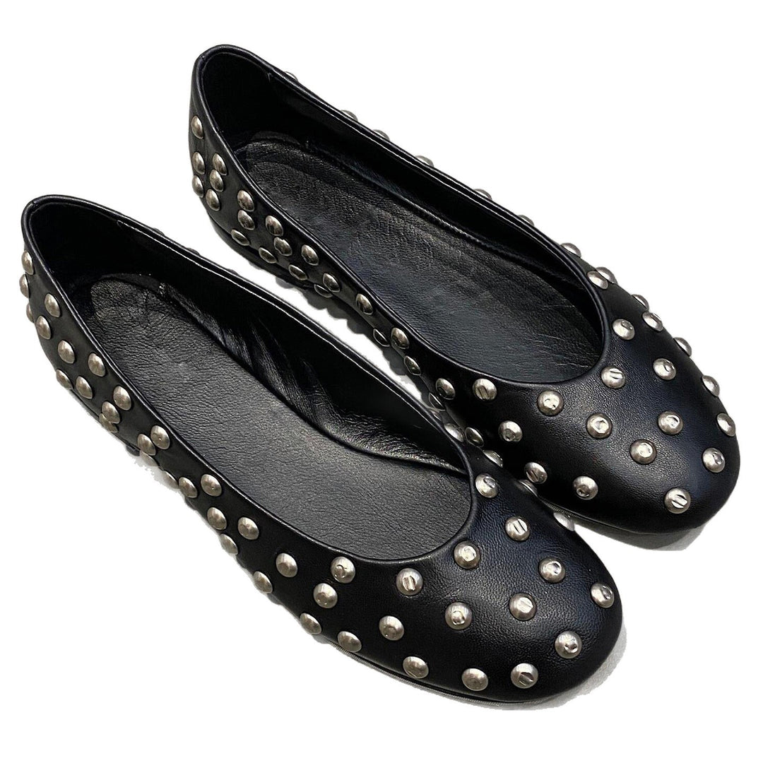 Damen elegante Ballerinas mit auffälligem Nietenbesatz EB