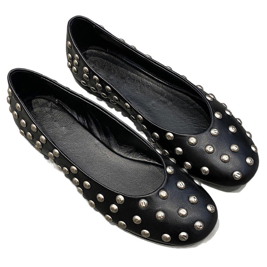 Damen elegante Ballerinas mit auffälligem Nietenbesatz EB