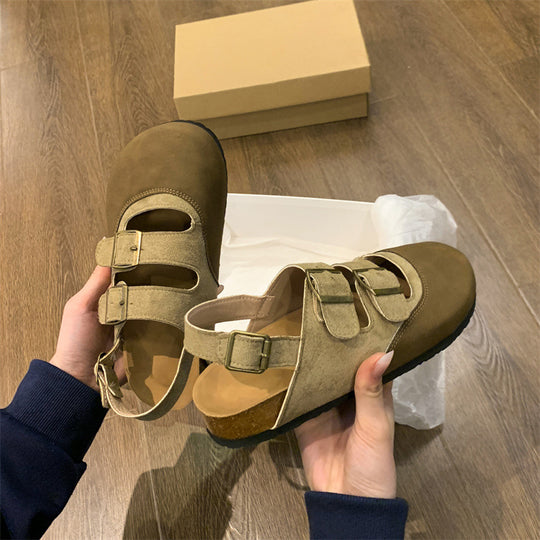 Damen Komfortable Clogs mit dekorativen Riemen und atmungsaktiver Sohle EB
