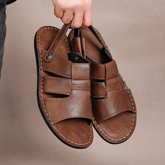 Herren Bequeme und elegante Leder-Sandalen mit verstellbarem Riemensystem EB