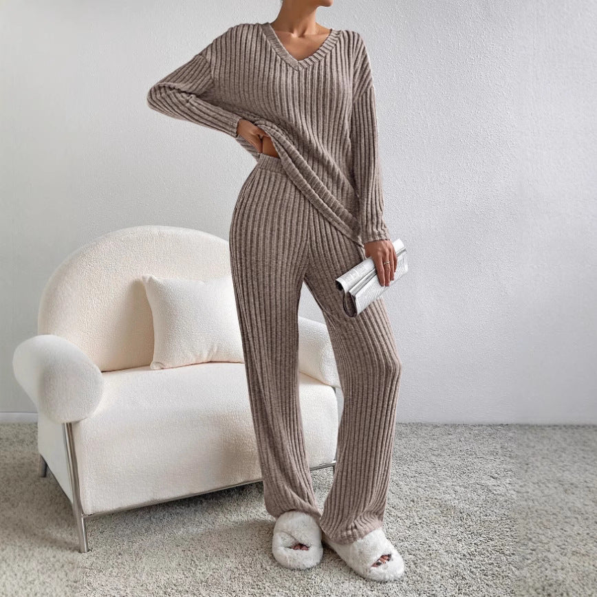 Damen Bequemer Strickanzug im modernen Rippdesign EB