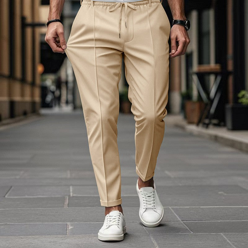 Herren nan moderne tapered Jogginghose mit Bügelfalte und Kordelzug EB