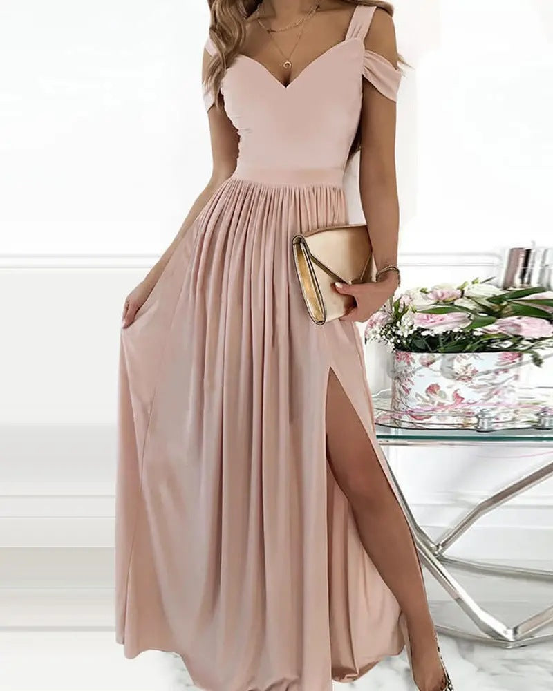 Damen Maxikleid mit elegantem Farbverlauf und schulterfreien Ärmeln EB