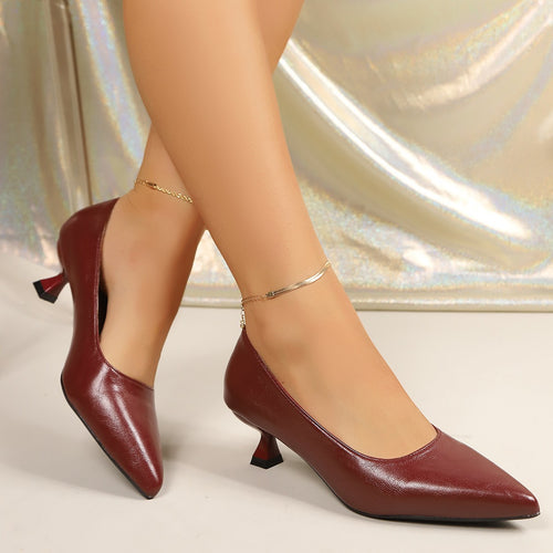 Damen spitze Pumps mit elegantem Blockabsatz EB