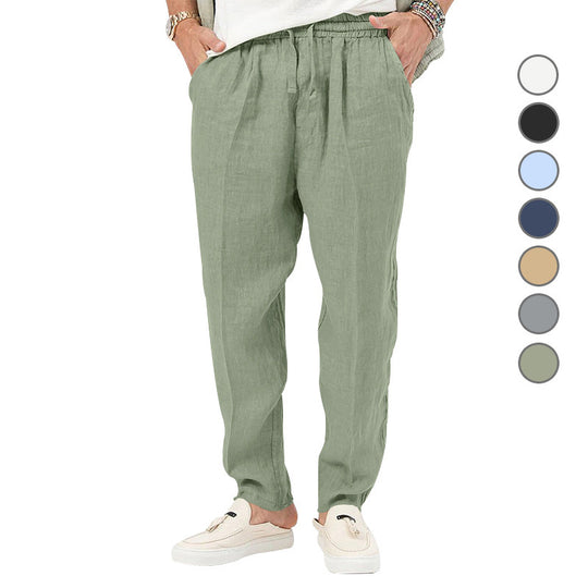 Herren Leichte Leinenhose mit elastischem Bund und praktischen Eingrifftaschen EB