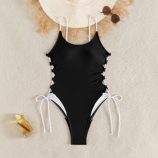 Damen Sportlicher Einteiler mit verstellbaren Schnürdetails EB