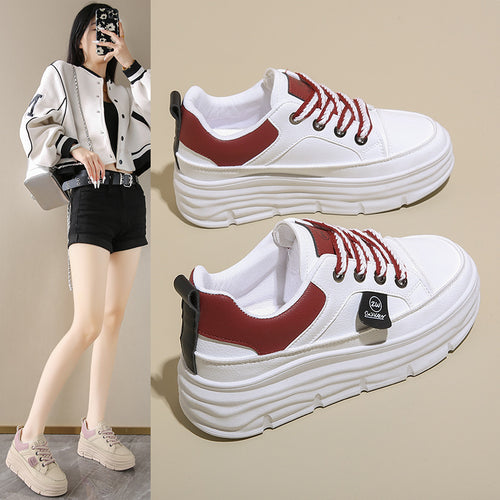 Damen modische Plateau Sneakers mit weicher Dämpfung und atmungsaktiver Obermaterialstruktur EB