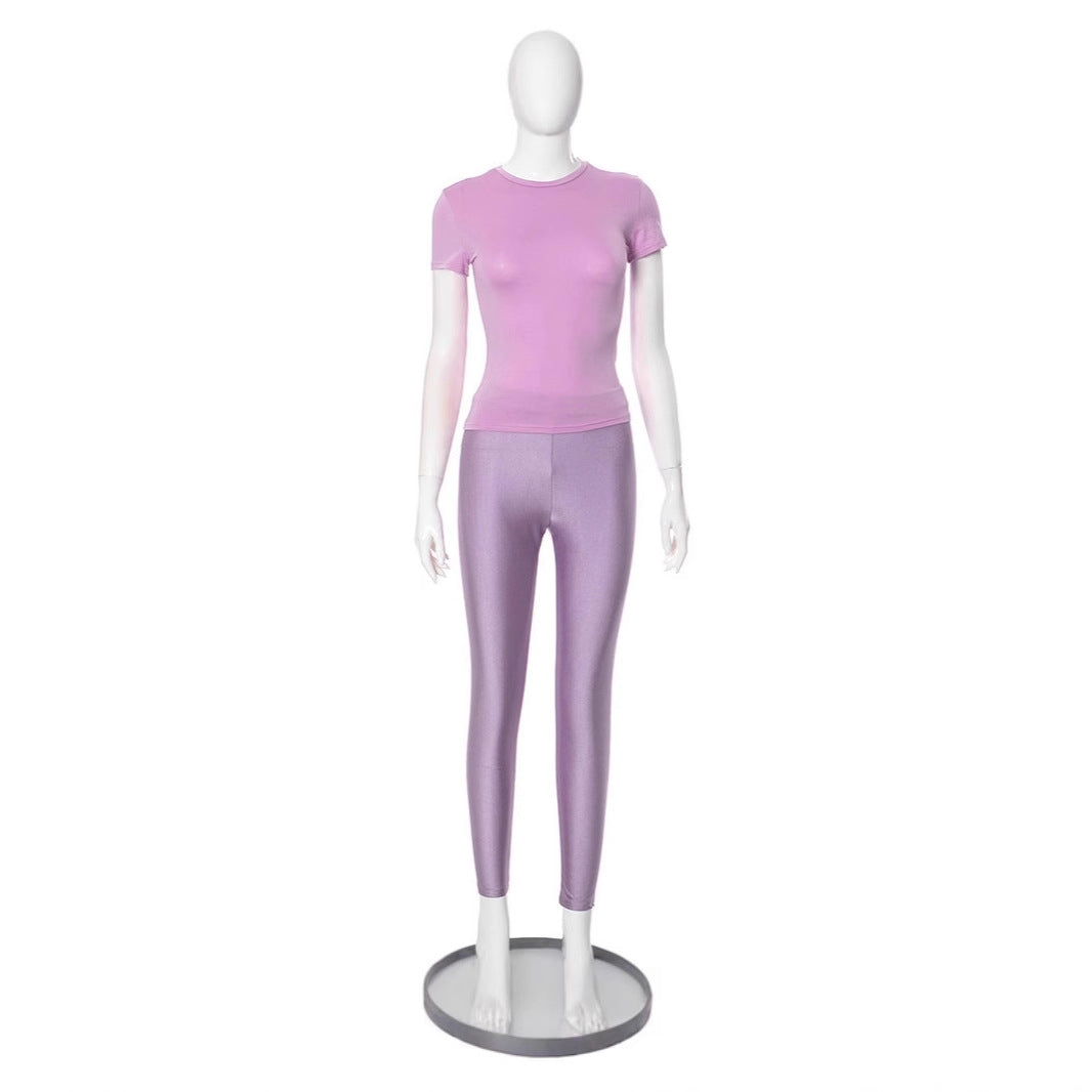 Damen Figurbetontes T-Shirt und Leggings Set EB