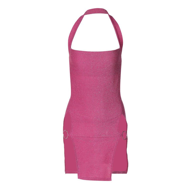 Damen Glamouröses Minikleid mit Halterneck und eleganten Seitenausschnitten EB