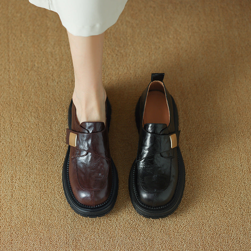 Damen modische Slip-On Schuhe mit dekorativem Schnallenverschluss EB