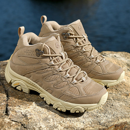 Herren robuste Trekkingstiefel mit wasserdichtem Wildleder‑Mesh, griffiger Offroad‑Profilsohle und verstärkter Zehenkappe EB