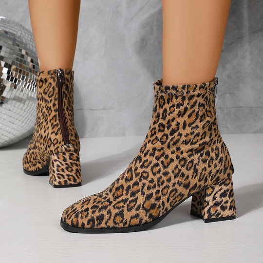 Damen nan knöchelhohe Veloursoptik-Stiefelette mit mittelhohem Blockabsatz und schlanker Vorderkappe EB