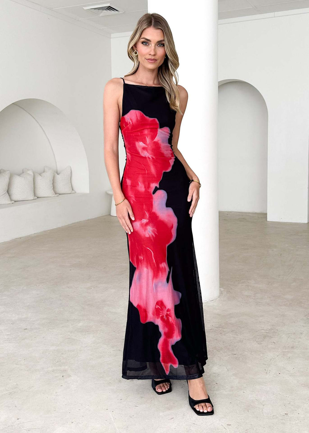 Damen Elegantes Maxikleid mit floralem Druck und schmalem Schnitt EB
