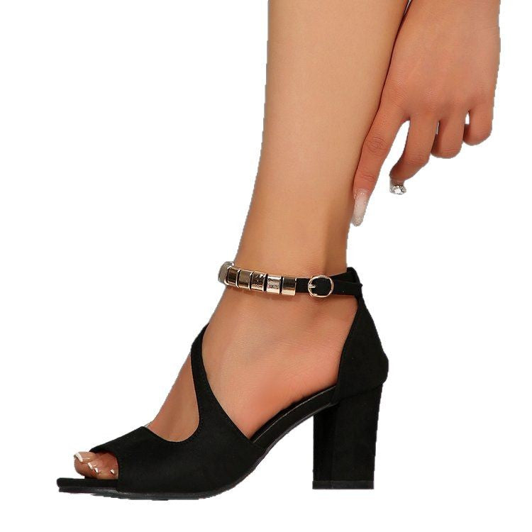 Damen Sandaletten mit elegantem Riemendesign und komfortablem Blockabsatz EB